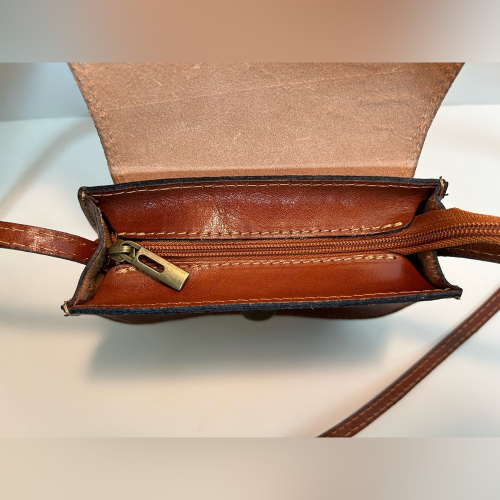 Vera Pelle Small Brown Leather Crossbody Bag Italy - Picture 8 of 12